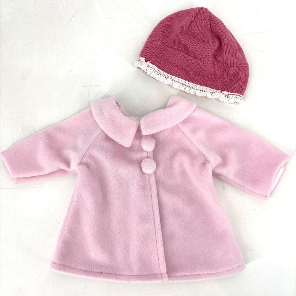 American Girl Bitty Baby Doll 2009 Pink Swing Coat Jacket & Knit Beanie Hat
